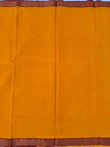 Handwoven Mangalgiri Cotton Saree | Tumeric Yellow | Gold Zari | Handwoven | Ships from California